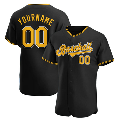 Customized Baseball Jersey-Black & Gold-Solid