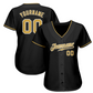 Customized Baseball Jersey-Black & OLD Gold-Solid