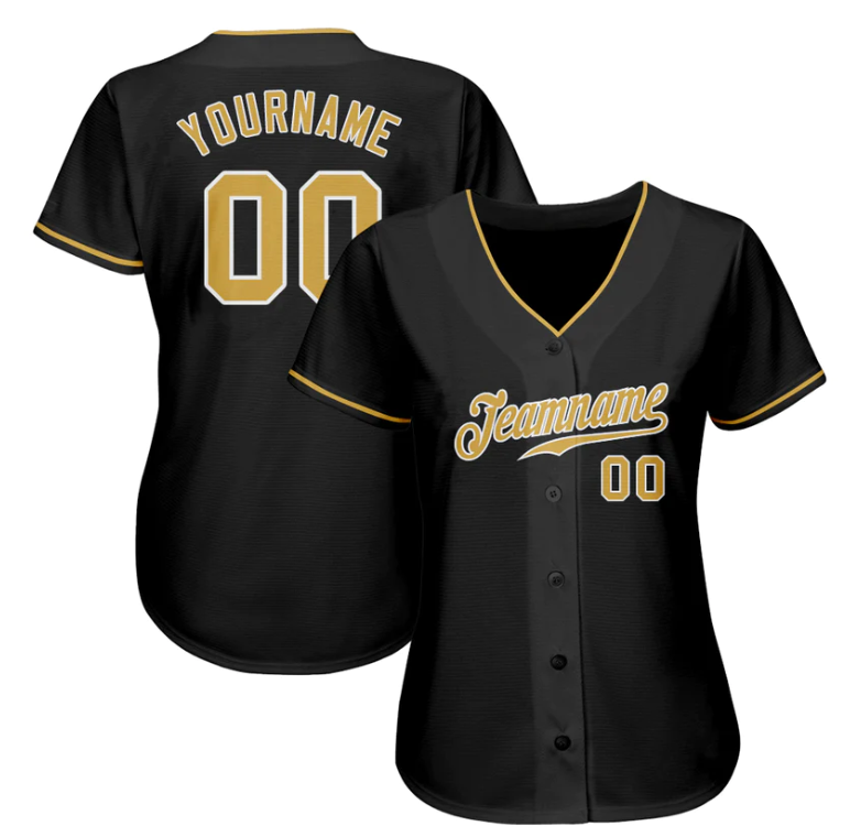 Customized Baseball Jersey-Black & OLD Gold-Solid