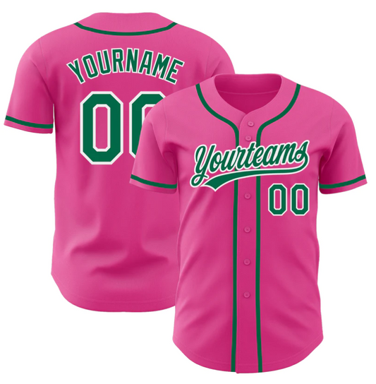 EMBROIDERED Customized Baseball Jersey-Pink & Green