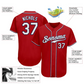 EMBROIDERED Customized Baseball Jersey-Red, White & BLACK