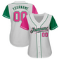 EMBROIDERED Customized Baseball Jersey-Pink & Green TWO TONE WHITE