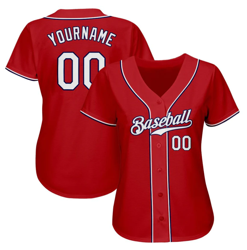 EMBROIDERED Customized Baseball Jersey-Red, White & BLACK