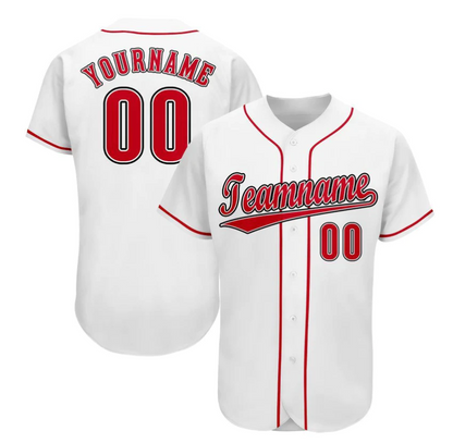 EMBROIDERED Customized Baseball Jersey-White & Red