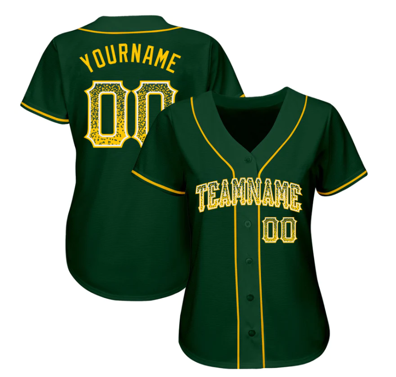 SUBLIMATED Customized Baseball Jersey-Green, Gold & White