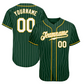 EMBROIDERED Customized Baseball Jersey-Green, Gold & White Stripes