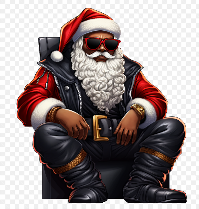 Cool Black Santa Sitting-DTF Transfer
