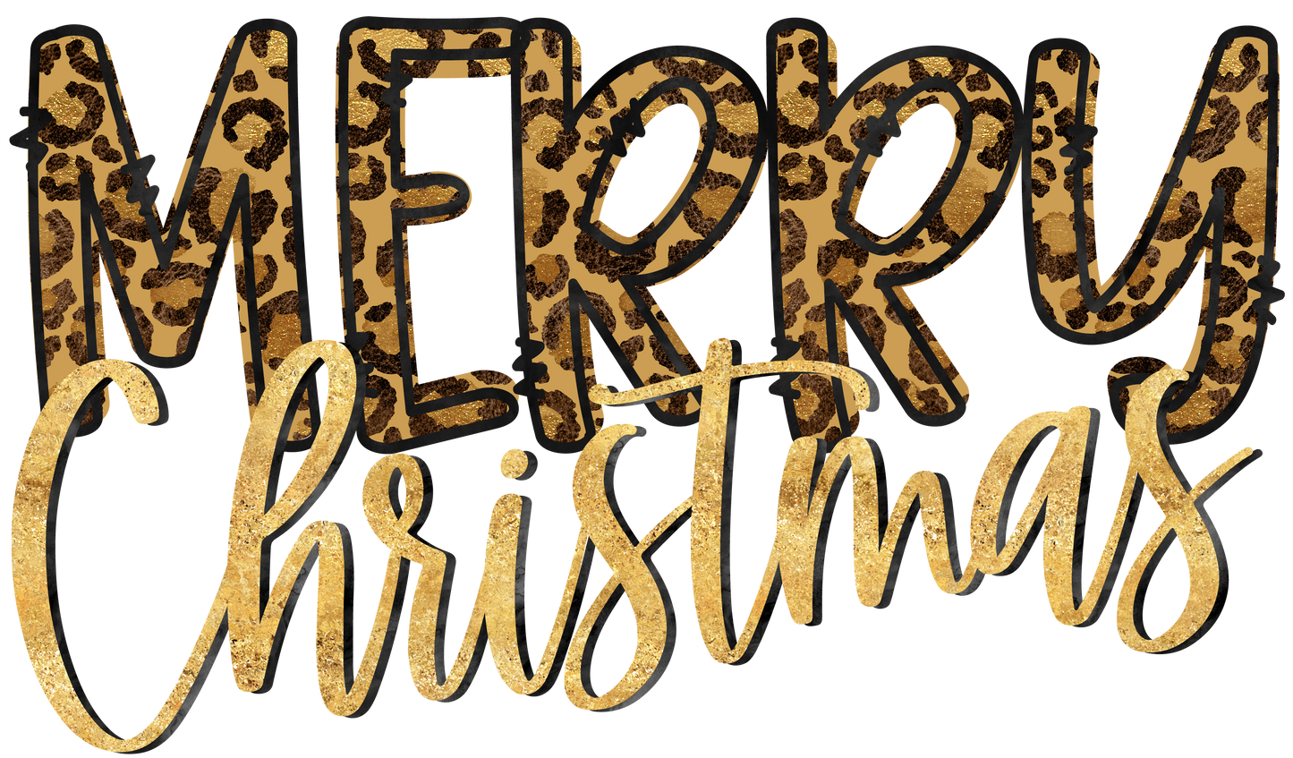 Merry Christmas Leopard Gold