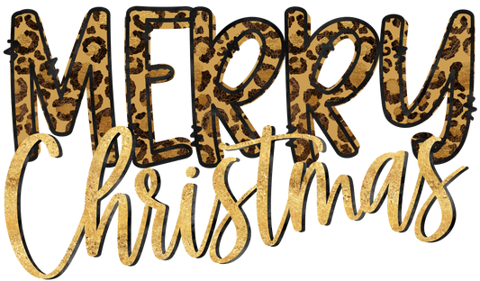 Merry Christmas Leopard Gold