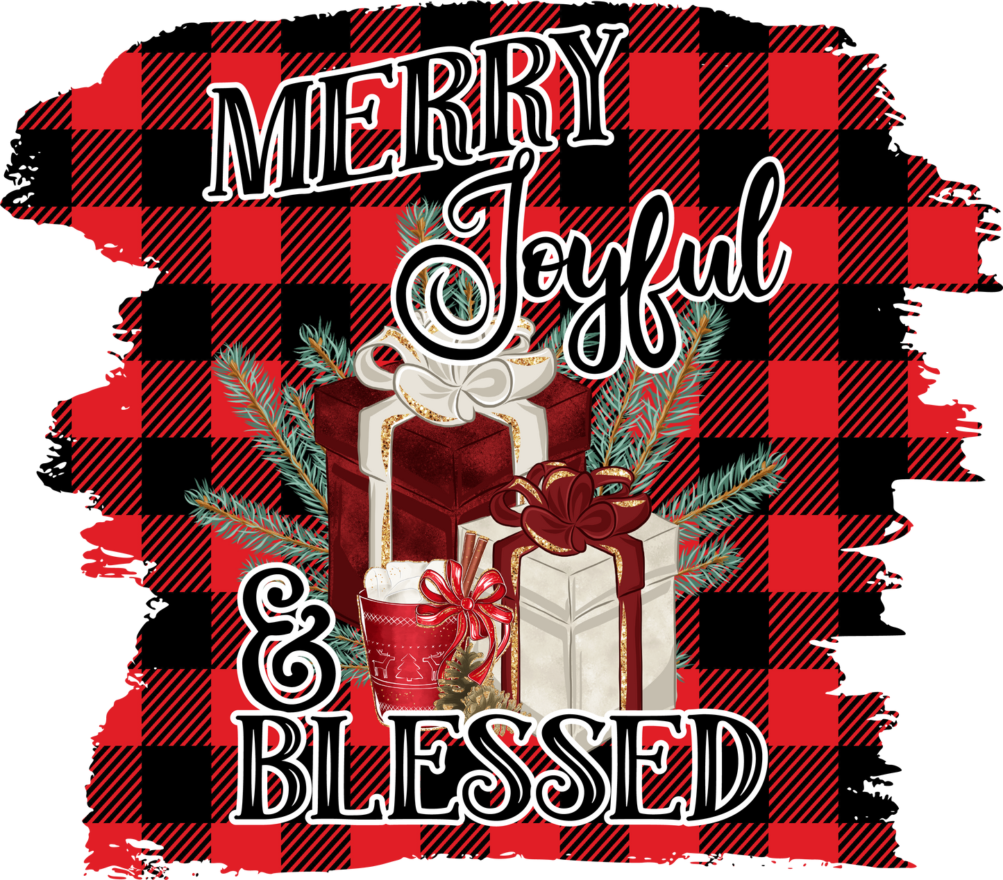 Merry Joyful and Blessed-Plaid