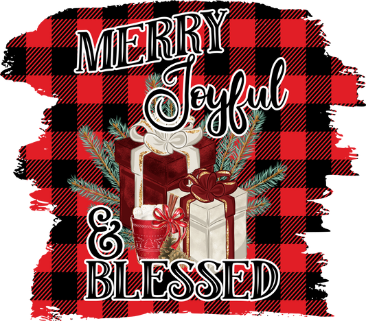 Merry Joyful and Blessed-Plaid