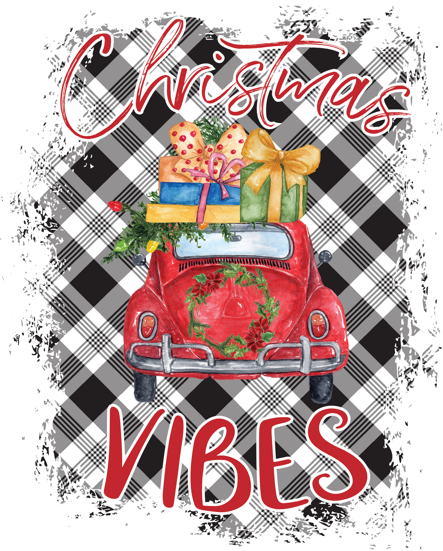 Red Car Christmas Vibes-Plaid